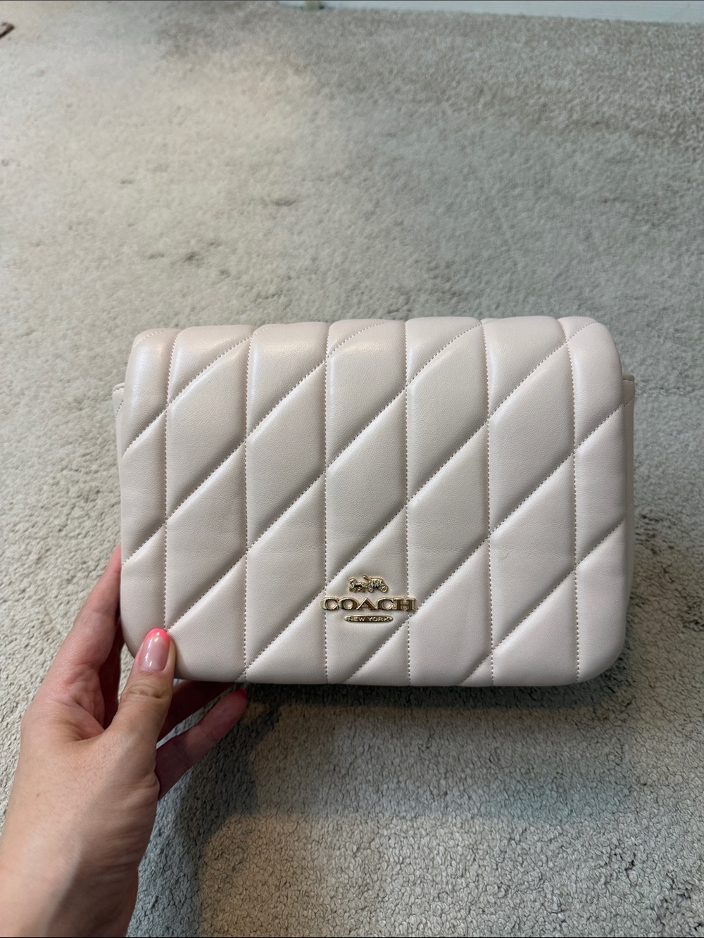 Coach Quilted Leather Crossbody Bag - Blush Pink with Gold Hardware
